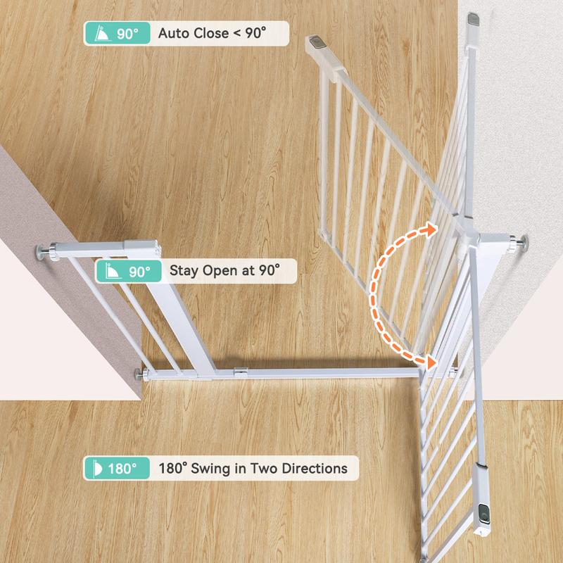 PAWGIANT 36" Tall Pet Gate for Cats, 29.5-40.6" Wide, Auto Close Extra Wide Dog Gate for House, for Doorways & Bottom of Stairs, Pressure Mount Safety Gate for Babies, Toddlers & Pets, Tested & Safe, Baby Gate Pressure Mount