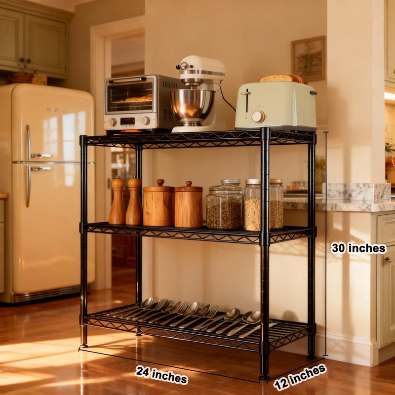 Raybee 3-Tier Adjustable Metal Wire Storage Shelves,Corner Shelf Storage Shelving Organizer Units for Kitchen & Garage,23.6''L×13.8''W×30''H,Standing Shelf Units Raybee 3-Tier Adjustable Metal Wire Storage Shelves,Corner Shelf Storage Shelving Organizer Units for Kitchen & Garage,23.6''L×13.8''W×30''H,Standing Shelf Units