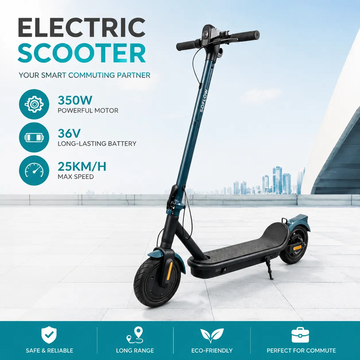 Electric Scooter for City Commuting, 350W Powerful Motor, 36V Long Range Battery, Foldable Design, 8.5" Honeycomb Tires, 240LBS Load Capacity, Portable Travel Scooter