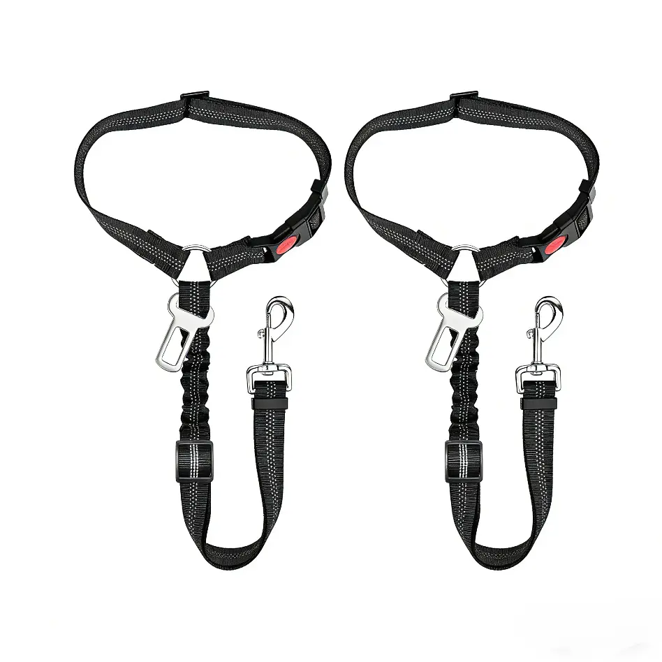 Headrest Dog Car Safety Seat Belt, Adjustable Length Multifunctional Car Safety Belt Leash, Spring Car Travel, Dog Owners Drive with Peace of Mind