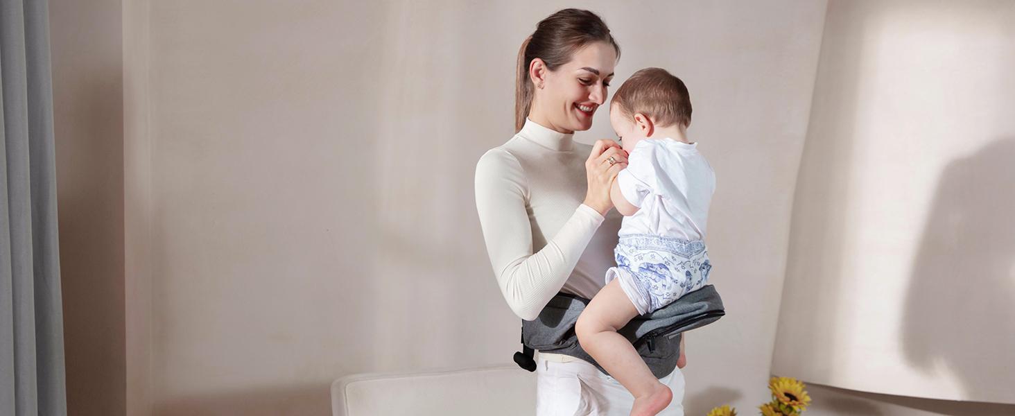 GROWNSY Baby Carrier Hip Seat , Ergonomic Hip Seat Baby Carrier with Multiple Pockets, Shock absorbing hip Seat, Suitable for Newborns & Toddlers