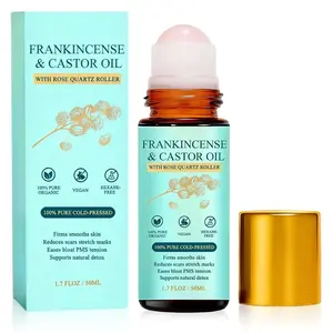 Frankincense and Castor Oil Roll On with Rose Quartz, Delivers Silky Smooth Skin Feel, Suitable for Face, Neck, Abdomen 50ML/1.7OZ(1 Pcs)