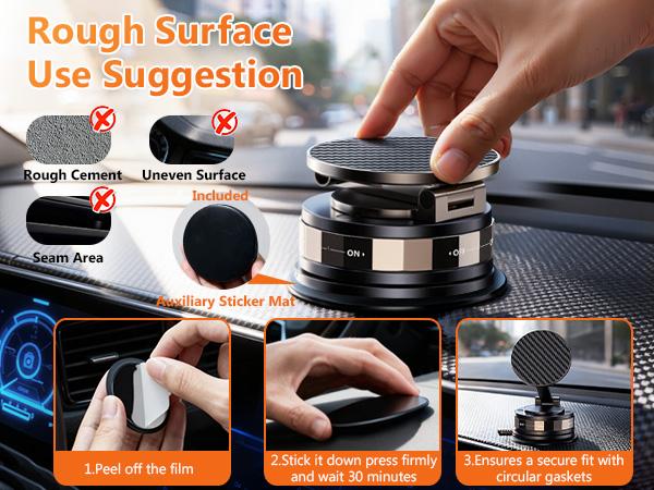 PUTARE Vacuum Magnetic Car Phone Holder Compatible with MagSafe, 360° Rotating Ultra-Strong Suction Cup Mount for Car/Vlog Shooting, Windshield/Dashboard/Wall Stand for All Phone Models, Carbon Fiber Coffee