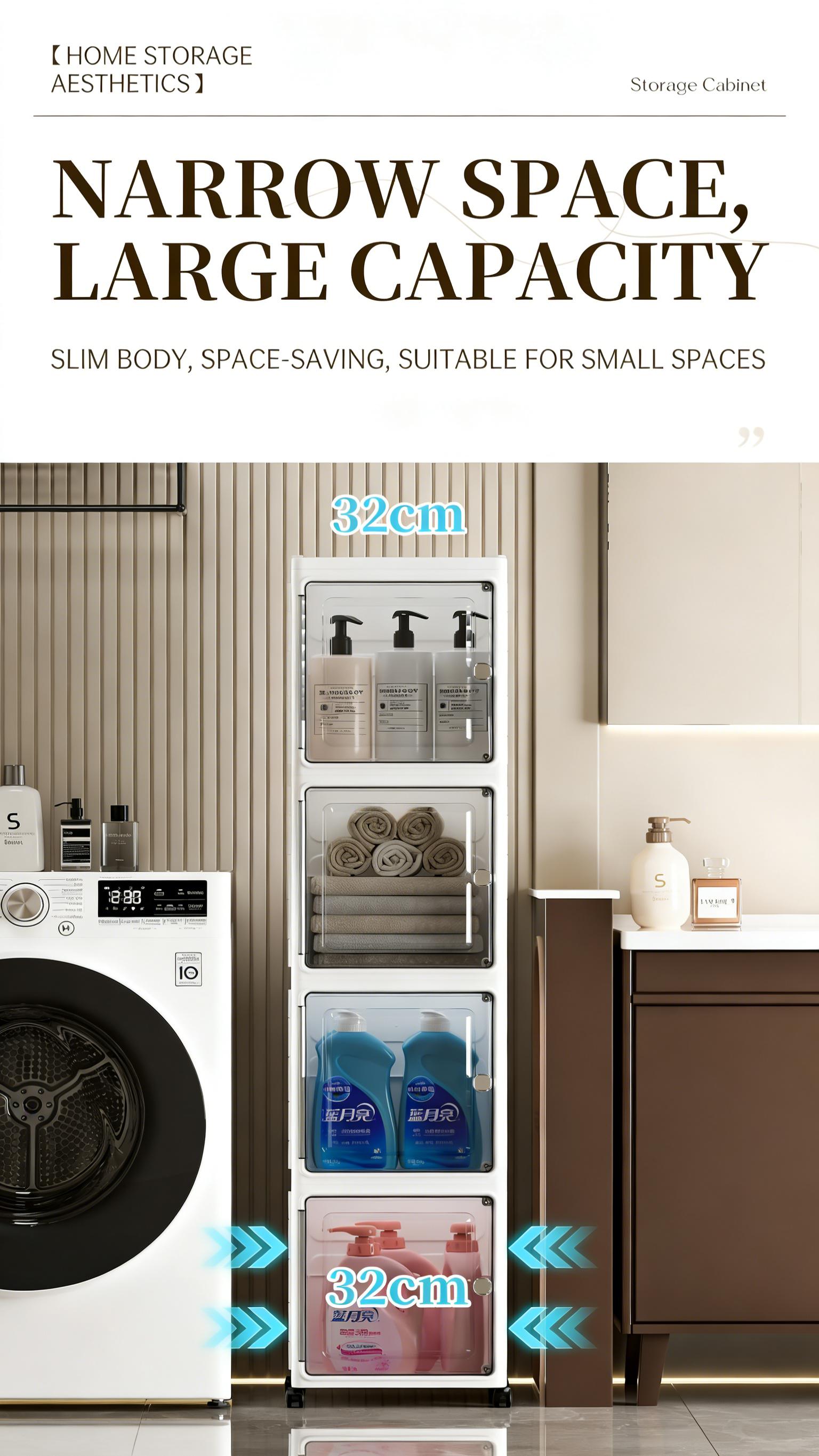 5-Tier Plastic Storage Bins with Lids Stackable Containers with Wheels Folding Boxes Collapsible for Living Room Office Dorm White 157cm