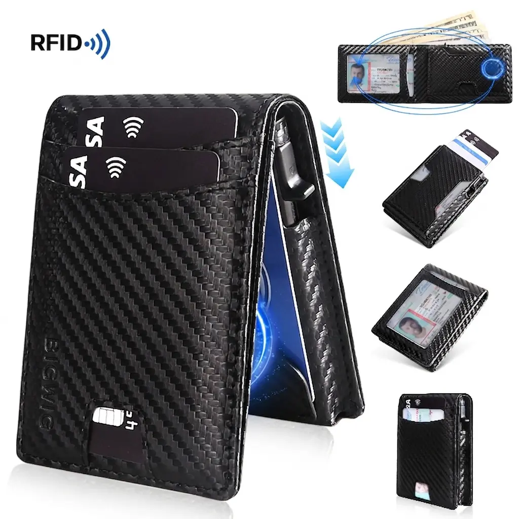 Wallet for Men, Mens Minimalist Wallet 8-10 Cards, Slim Compact Wallet with ID Window, RFID Blocking Smart Pop Up Card Wallet, Metal Aluminum Credit Card Holder Bifold Wallet ,Fathers Day Gift tiktokshopbacktoschool,back to school,back to school haul