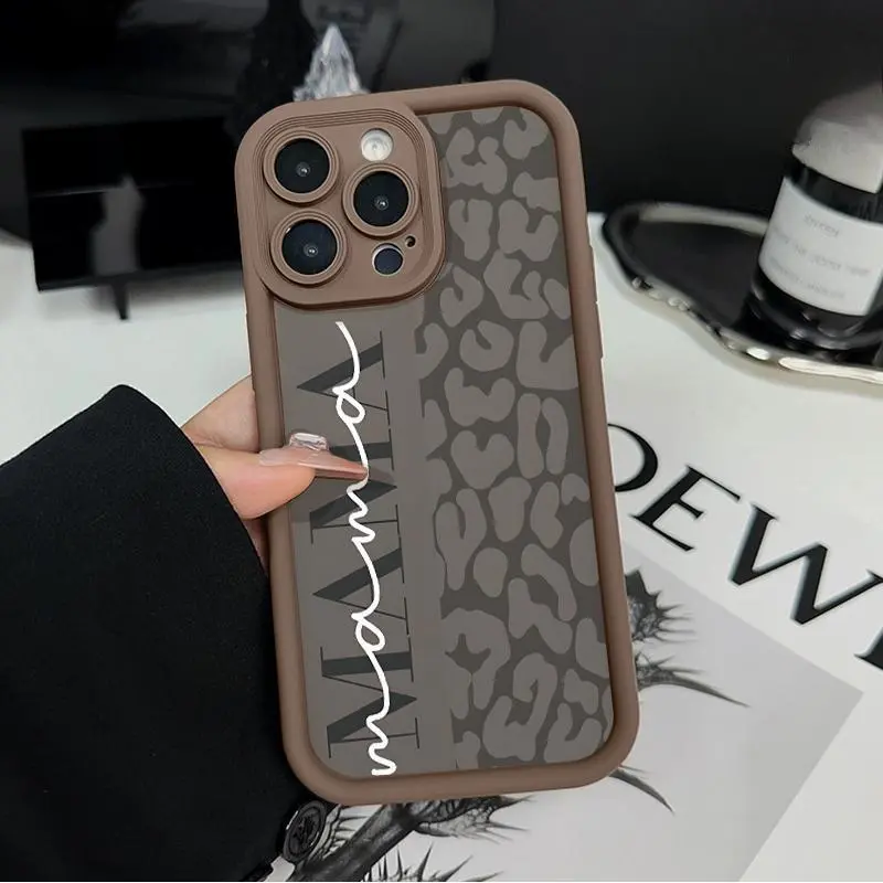 Leopard Pattern MAMA Silicone Casing for iPhone Series (17,16,15,14 Pro Max,13,12,11,XR,XS,E,Plus) - 1.2mm Shockproof Slim Dual-Layer Smartphone Handheld Cellphone Devices Accessory with Full Camera Protection, Festive Snowman Design
