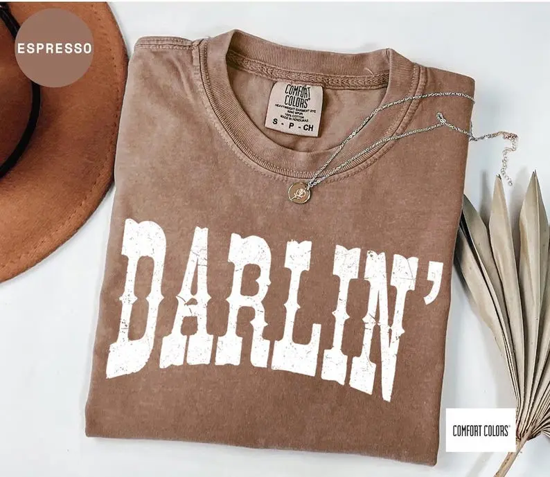 Comfort Colors Darlin' Shirt, Western Shirt, Southern Shirt, Country Girl Gift, Concert Tee, Texas Women Shirt, Cozy Comfy Tee