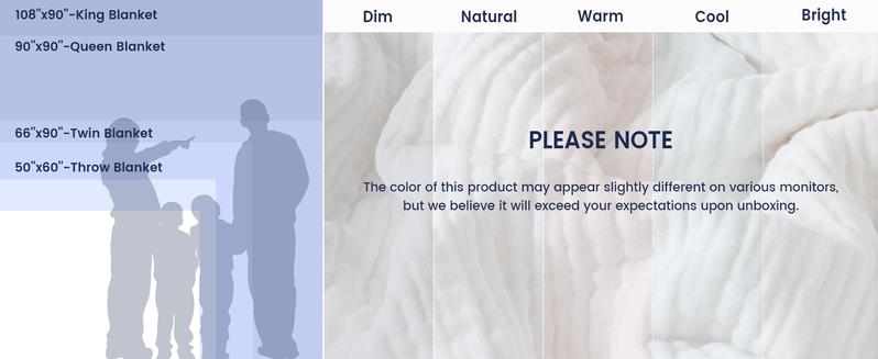 PHF Cooling Muslin King Blanket for Hot Sleepers, 60% Rayon Derived from Bamboo, 40% Cotton for Summer, 4-Layer Breathable Lightweight Gauze Blanket for Bed Couch