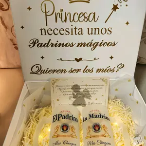 El Padrino Godparents Proposal Gift Box with 2 Glasses 16oz Drinkware Set for Princesses Magic Theme