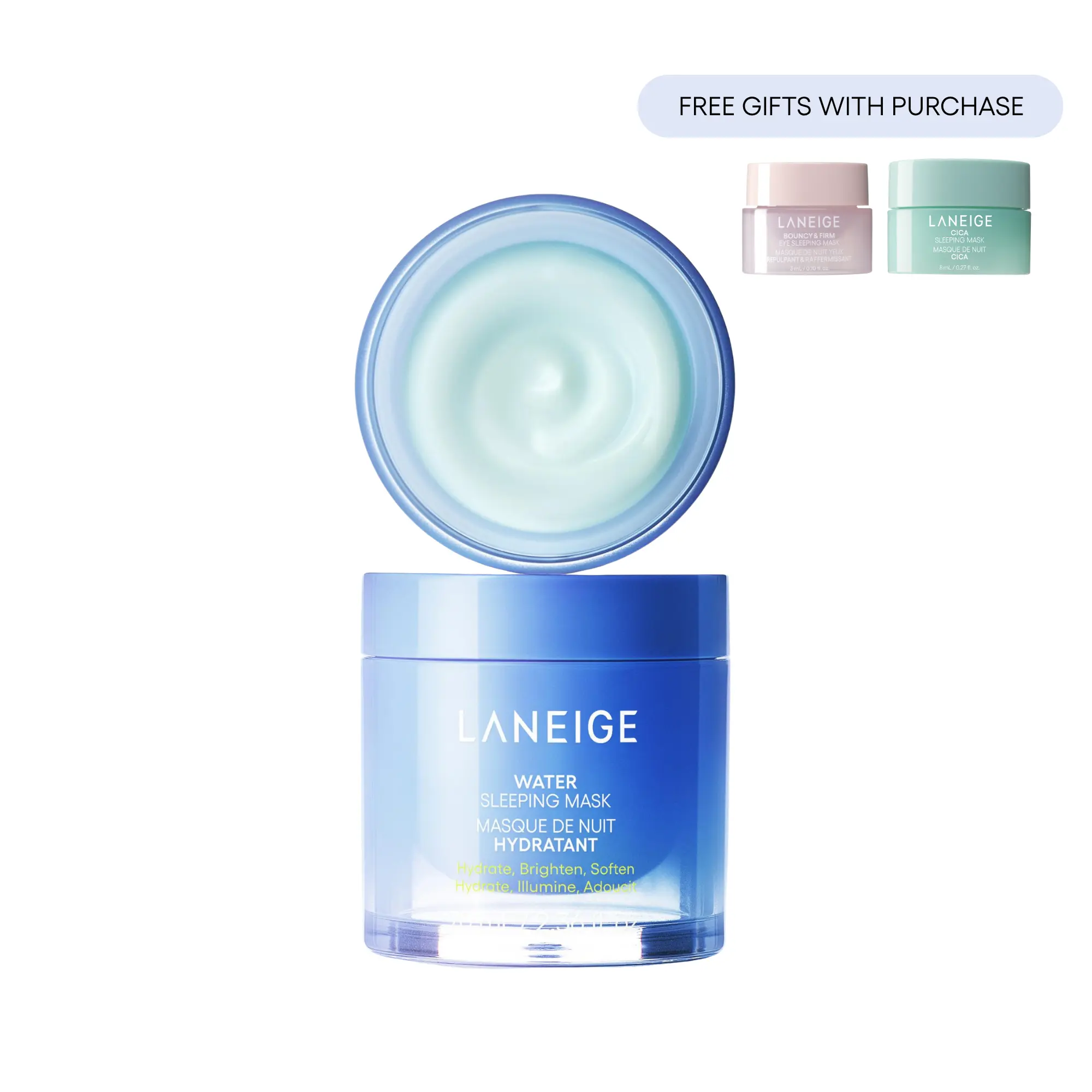 Laneige Water Sleeping Mask, 2 Free Deluxe Samples with purchase, Korean Skincare, Brightening, Hydrating Overnight Mask