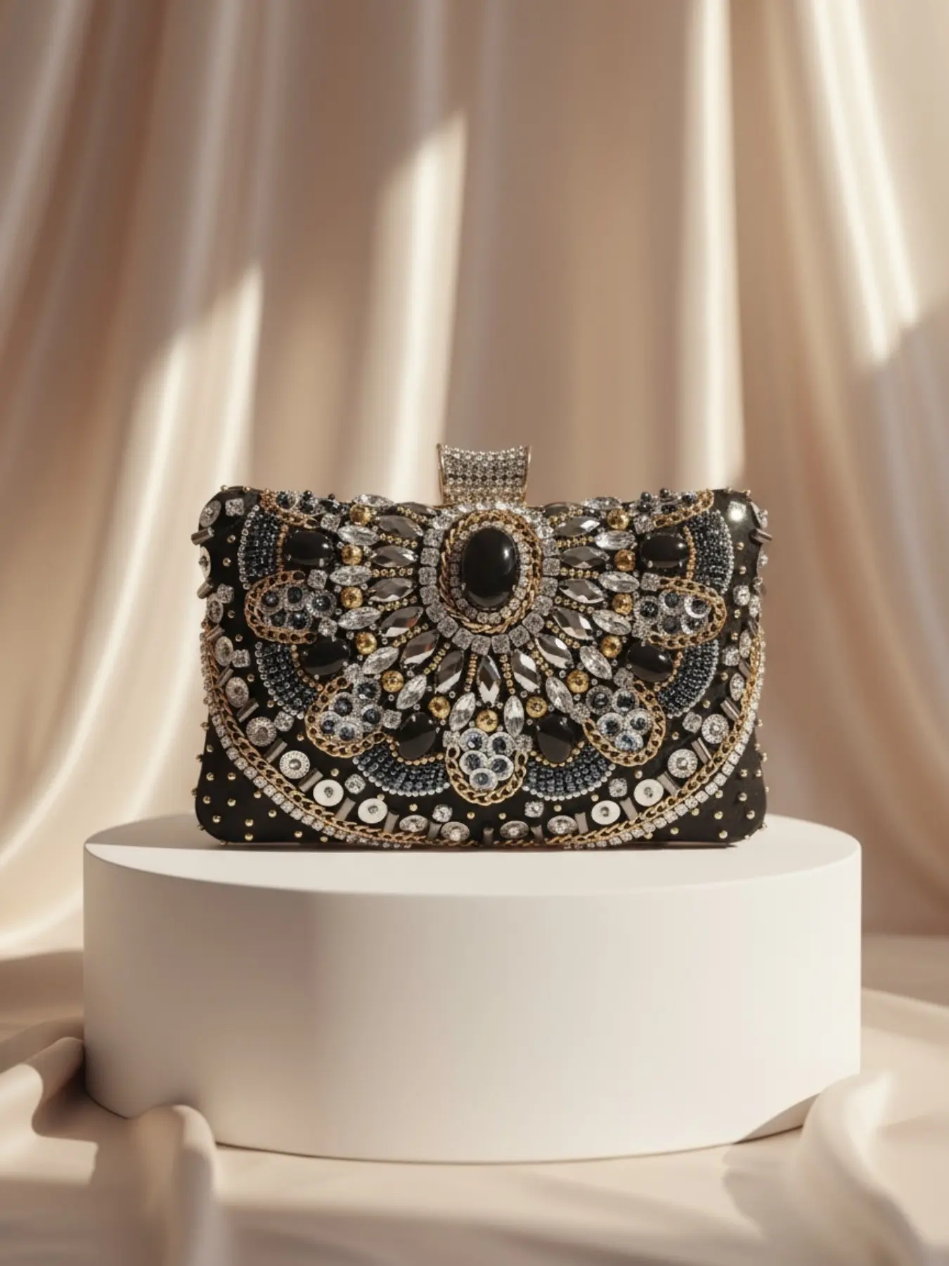 Luxury Embroidered Chain Crossbody Bag for Women, Rhinestone Evening Clutch, Elegant Party Handbag, Perfect for Weddings and Events, Chain Strap Crossbody, Crossbody Clutch Purse, Rhinestone Decorated Bag, Crossbody with Chain, Crossbody Purses