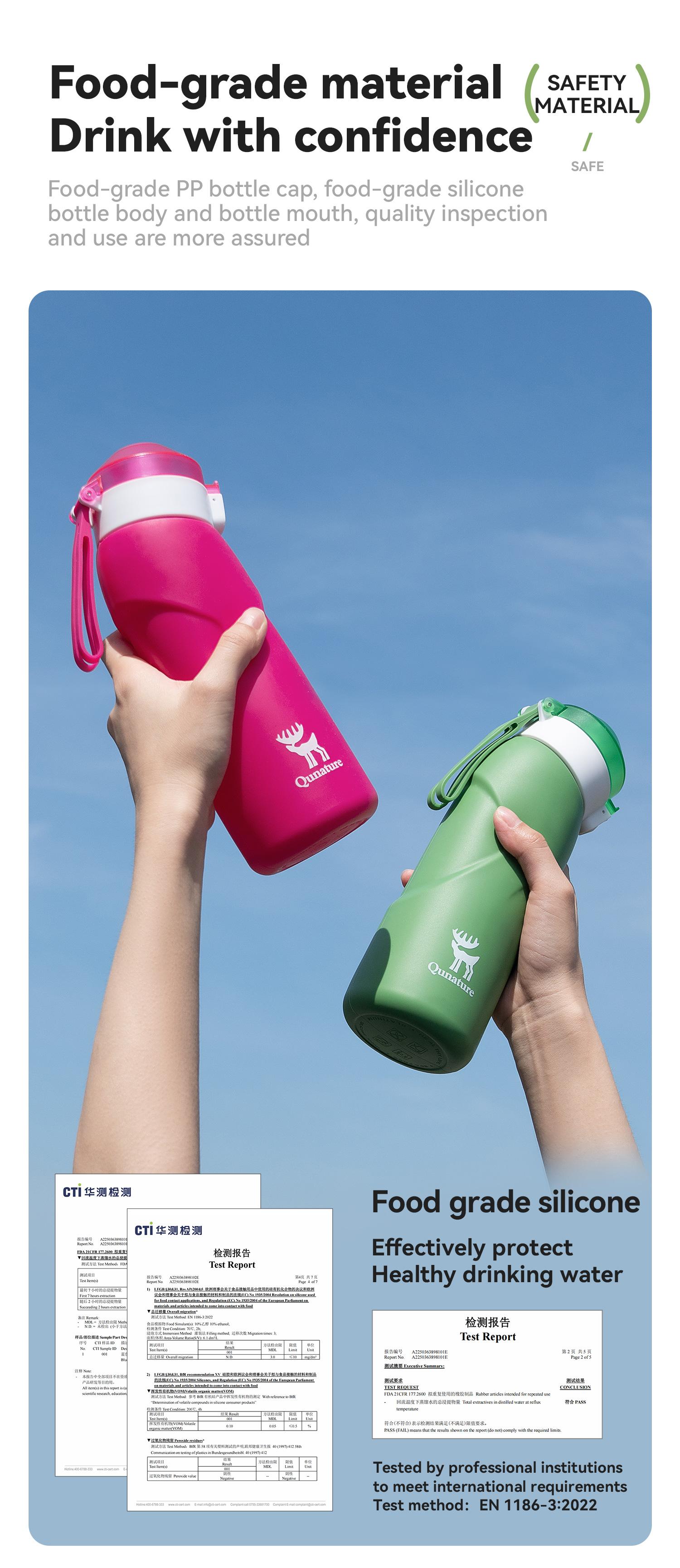 Slant Spout Straight Folding Soft Kettle Travel water bottle Sports Portable Sport Water Bottle Reusable Water Bottles 700ml Food-Grade Material Water-proof Camping Water Bottle