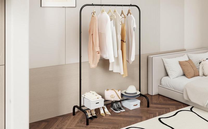 SUOERNUO Clothes Rack - Drying Hanging Garment Rack with Simple Design, Ideal for Entryway, Living Room, Bedroom, Balcony & Home Office