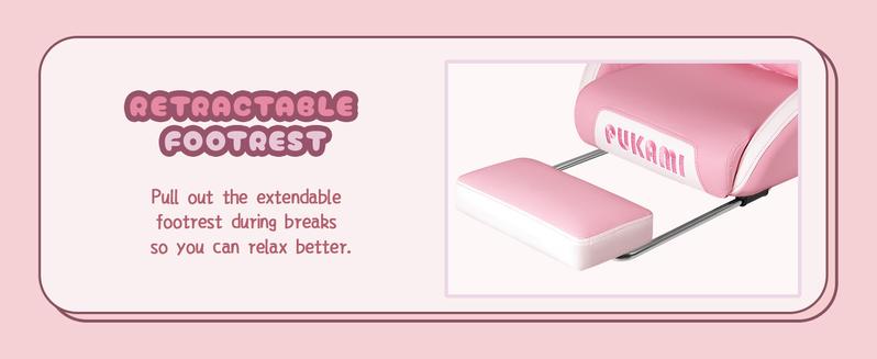 PUKAMI Pink Gaming Chair with Cute Cat Ears and Cat Paw Cushion Pillow,Ergonomic Gaming Chair for Teen with Footrest and Headrest Pillow,Pink Reclining Game Chair for Girl