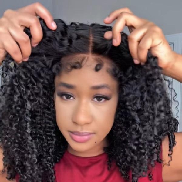 [Free Upgraded 7x6 Lace] MENGLLE 4C Baby Hair Kinky Curly 7x6 Pre Cut Lace Front Wig Wear and Go Glueless 200%/250% Density Human Hair Wigs Beginner Friendly#springfresh#GiftedInLove