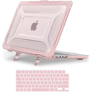 MOSISO Compatible with MacBook Pro 14 inch Case 2025-2021 M5 M4 M3 M2 M1 A3434 A3112 A3185 A3401 A2918 A2992 A2779 A2442,Honeycomb TPU Bumper Hard Case with Fold Kickstand&Keyboard Skin