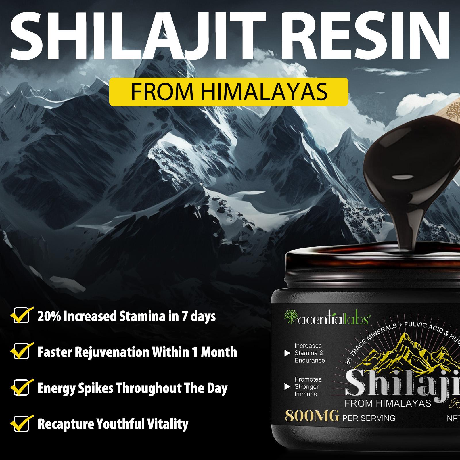 Acentiallabs Shilajit Resin From Himalayas | High Potency for Men & Women | Fulvic Acid & 85+ Trace Minerals Complex for Energy, Strength & Immunity Natural Supplement Power Blend Supplement