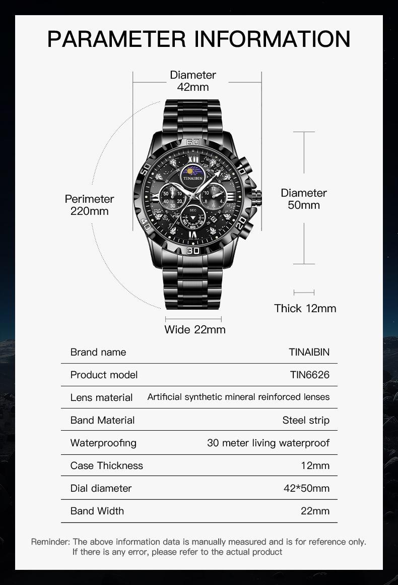 TINAlBIN Men's Luxury Watch Men's Quartz Watch with Date Display, Men's Round Dial Steel Strap Waterproof Luminous Dial, Watch Suitable for Party and Casual Wear, Gift Set with Box TINAlBIN Men's Luxury Watch Men's Quartz Watch with Date Display, Men's Round Dial Steel Strap Waterproof Luminous Dial, Watch Suitable for Party and Casual Wear, Gift Set with Box
