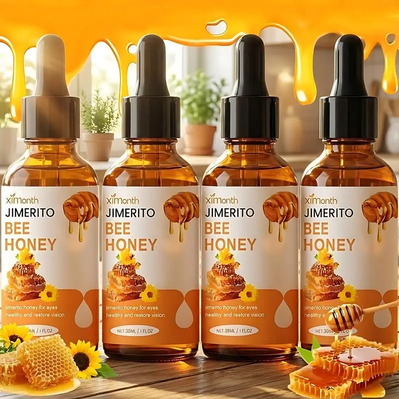 Jimerito Honey Eye Serum Drops - Genuine Honey Cleanser, Plant-Based Moisturizer, Brightening Soothing Hydrating Anti-Aging Treatment, Gentle Daily Use for Men & All Skin Types, 30ML Dropper Bottle