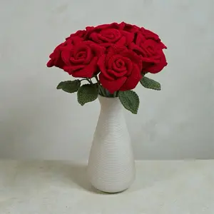 1 Single Crochet Rose for Flower Arrangements, BUY 4 GET 1 , Wedding and Party Decor, Gift for Girlfriend, Mothers or Friends #TOP PICKS