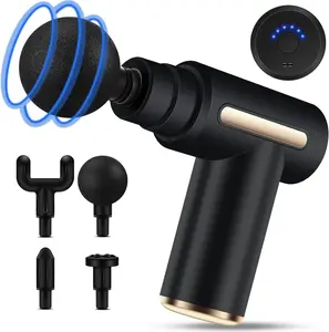Experience Deep Tissue Relief Anywhere with This Mini Massage Gun – A Powerful Yet Ultra-Portable Percussion Device Featuring 6 Speeds, 4 Interchangeable Heads, and Super-Quiet Operation for On-the-Go Muscle Recovery.