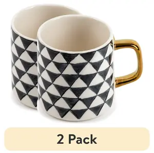 (2 Pack) Stoneware Mug Set, Medallion Design