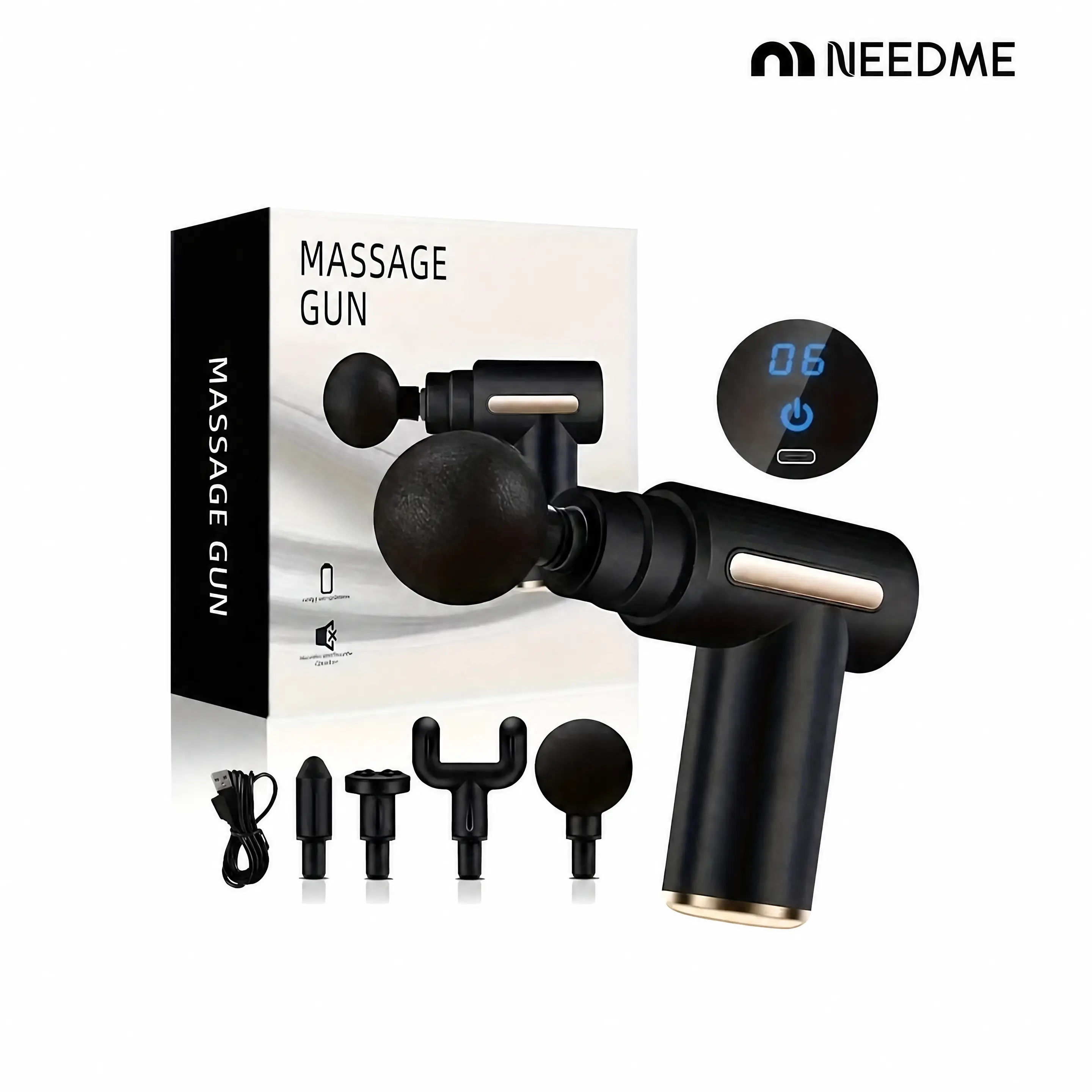 Mini Massage Gun for Deep Tissue Therapy, 6-Speed Portable Electric Muscle Massager with 4 Heads, Ergonomic Handle, ABS Plastic Storage Case, Daily Pain Relief, Relaxing Gift, Muscle Massagers