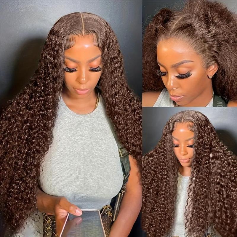 Deep Wave Lace Frontal Wig Brazilian 13x6 Hd Lace Wigs  32 34 Inch Chocolate Brown 13x4 Curly Lace Front Human Hair Water Wave Loose Deep WaveWigs For Women 180% Density Pre Plucked