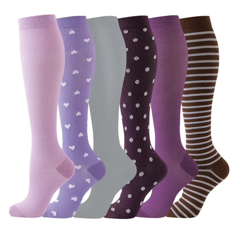6 Pairs Compression Socks for Women and Men, Calf Length Breathable Quick-Dry Knit with Anti-Odor for Sports, Work & Travel Comfort, Compression Socks Women