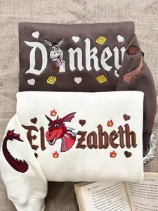 Embroidered Couple Sweatshirt, Dragon Shirt, Couple Matching Shrek Tee, Funny Cartoon Shirt, Gift For Couple