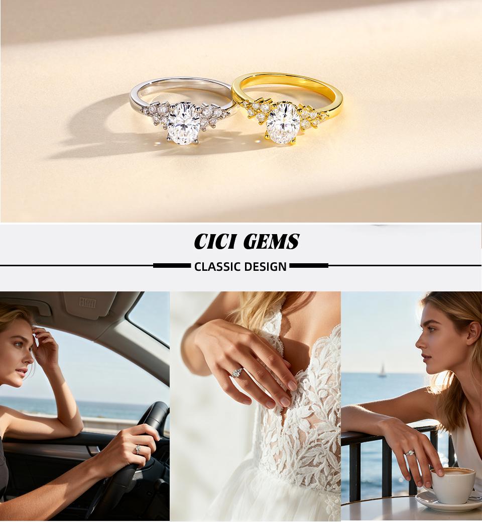 CICI GEMS 1.5CT Oval Cut Moissanite Hidden Halo Ring for Women D VVS1 18K Gold Plated Lab-Created Hypoallergenic Engagement Wedding Anniversary Gift Fine Jewelry