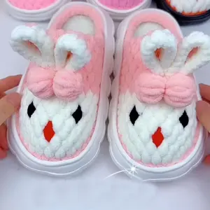 Cute Little Bunny DIY Crochet Shoe Kit – 3D Cute Little Bunny Design, Perfect for Besties/Girlfriends & Parent–Child Matching, Includes Crochet Upper and Sole