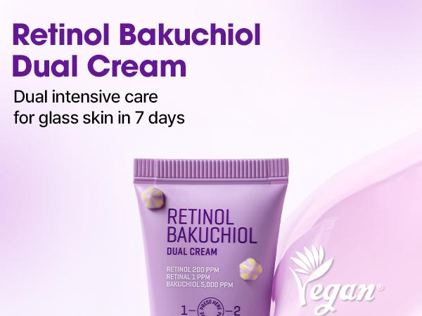 Retinol Bakuchiol Dual Cream – 1.69oz / 50ml – Collagen Moisturizer for Glass Skin with Barrier & Soothing Care – Korean Skin Care