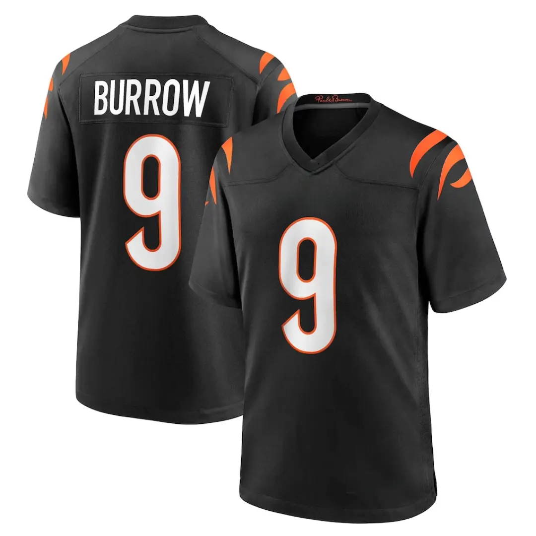 All Print Unisex Football Inspired by CC Bengals Burrow #9 2025 Rivalries Collection Game Jersey - Black & Orange