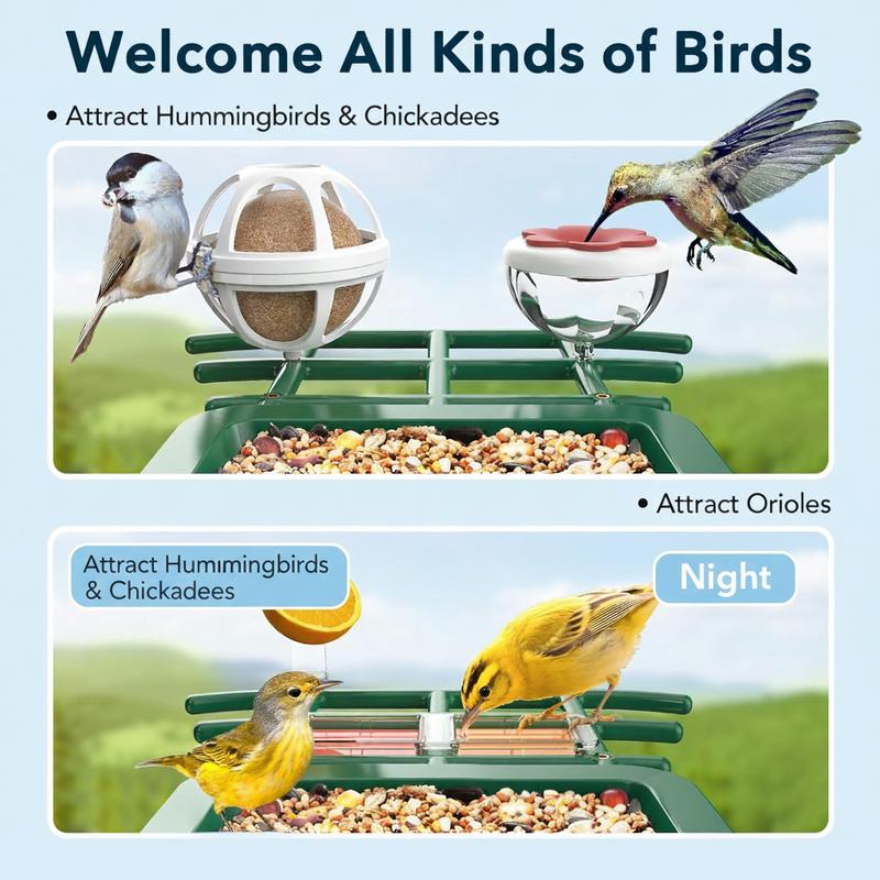 Comhoma Bird Feeder with Camera Solar Powered, AI Identify & Auto Capture with 32GB Card, 2K HD Live Video Smart Bird Feeder Camera Instant Notifications in Backyard, Gift for Bird Lovers