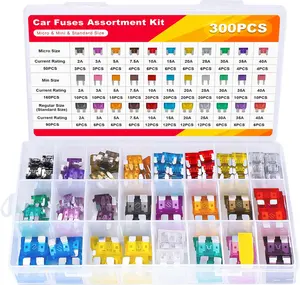 300 PCS Car Fuses Assortment Kit, Micro + Mini + Standard Blade Fuses Automotive Kit (2A 3A 5A 7.5A 10A 15A 20A 25A 30A 35A 40A) + Puller Replacement for Car Truck Boat RV Motorcycle Camper