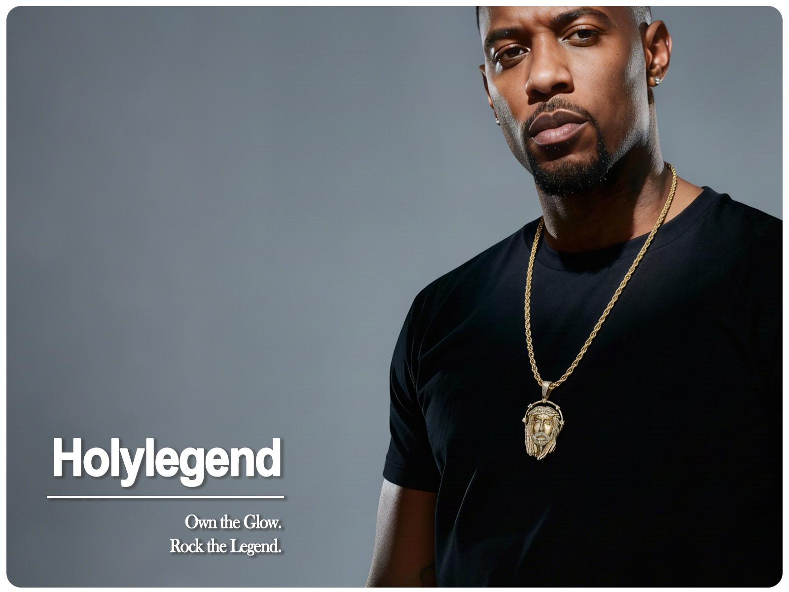 Holylegend 14k Real Gold-Plated Mens Jesus Pendant Necklace, Iced Out Jesus Head with Halo, CZ Diamond Hair & Fully Paved Bail, Hip Hop Religious Jewelry, Gift for Fashion Lovers