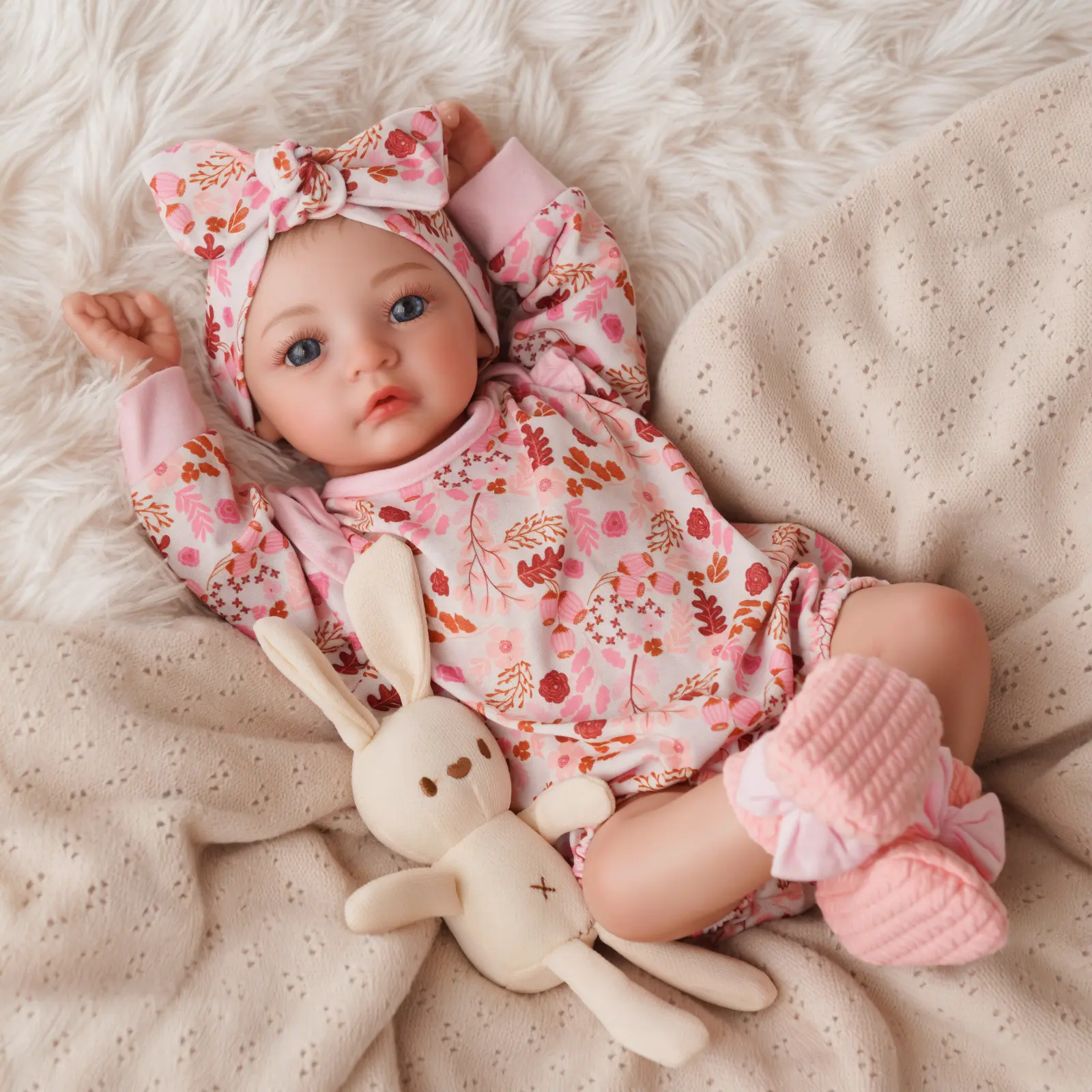 #backtoschool BABESIDE 17" 8-Piece Reborn Doll Set with Cloth Body & Vinyl limbs Dark Skin Includes Gift Box Feeding Accessories for Christmas New Year Birthday Gifts