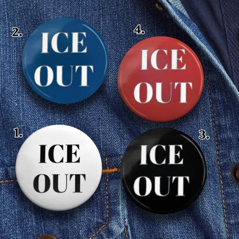 Ice Out Pin, white Black  Red Blue Abolish Ice Button, Immigration Reform Badge, Political Protest Jewelry, Social Justice, Democrat Activist Lapel, Anti Ice Pins