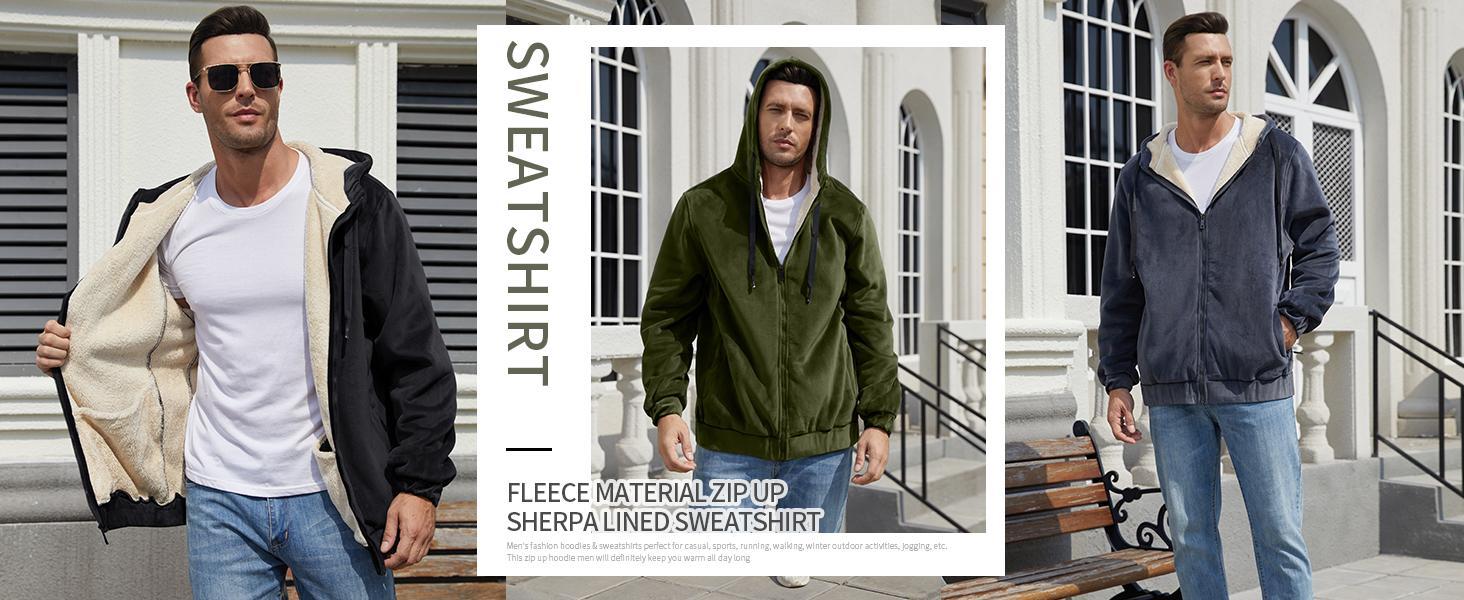 Gihuo Men's Winter Sherpa Lined Hoodie Zip Up Sweatshirt Heavyweight Warm Fleece Jacket with Pockets Beige Navy Cotton Streetwear Breathable Coats Shell Tops Vneck Long Sleeve Gihuo Men's Winter Sherpa Lined Hoodie Zip Up Sweatshirt Heavyweight Warm Fleece Jacket with Pockets Beige Navy Cotton Streetwear Breathable Coats Shell Tops Vneck Long Sleeve
