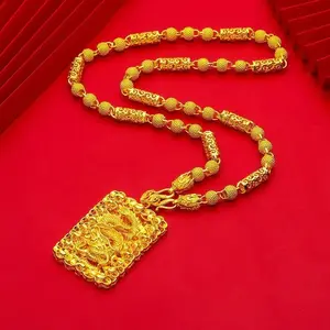 1pc Domineering Square Pendant Necklace for Men's Luxurious Dragon Head Pendant Necklace Wedding Party Valentine's Jewelry Gifts