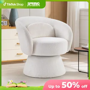 [summervibes] EBELLO Cloud-Like Soft Swivel Accent Chair – Modern U-Shaped Design with Pillow, Ideal for Living Room, Bedroom, Office