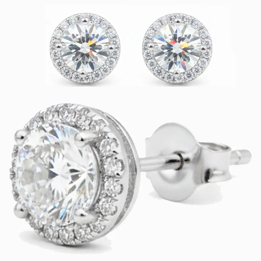 Cubic Zirconia Stud Earrings - Metal-Coated Fashion Jewelry Party Accessory, Unisex Daily Wear Jewelry, Elegant Valentine's Day Gift for Women with Sparkle, Versatile Design