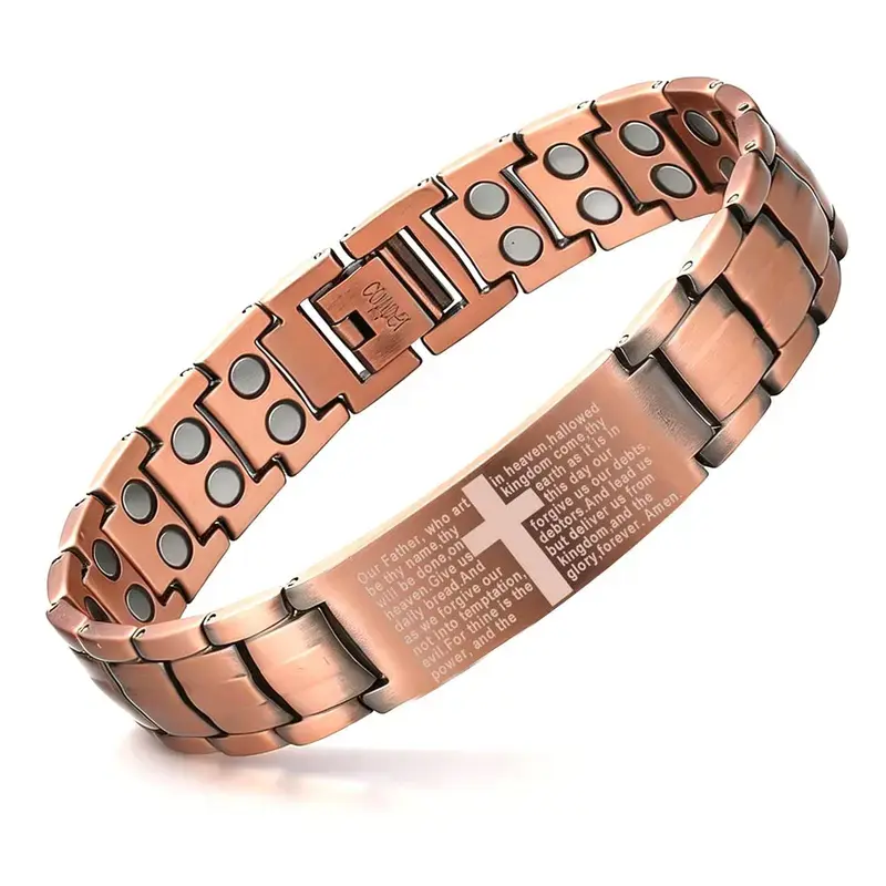 YLNWH Copper Magnetic Therapy Bracelet for Men & Women, 3X Ultra Strength Magnetic Bracelets, Copper with 3500 Gauss Neodymium Magnets, Eliminate Static Electricity, Magnetic Field Therapy Jewelry