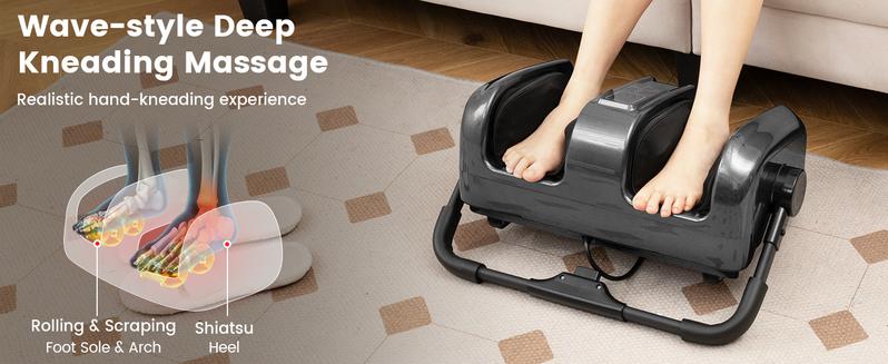 Costway Foot Massager with Heat, Remove Control, 2 Vibration Options, 5 Mode & 5 Compression Intensity, 360°Adjustable Stand, Electric Foot Massager, Shiatsu Feet Massager for Calf Arm Relax