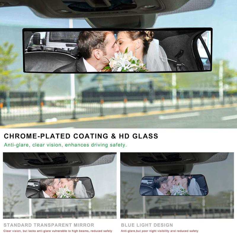 Universal Panoramic Anti-Glare Rear View Mirror - Wide Angle Clip On, Interior Blind Spot Mirrors for Car, SUV, Trucks