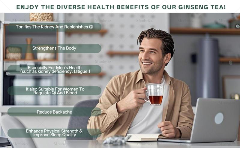 [Upgraded Formula]MONBRIZZ Five Treasure Ginseng Kidney Tea Organic Gift for Mom & Men 7 Precious Ingredients Formula Natural Herbal Beverage Good for Kidney