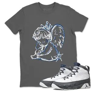 Unisex T-shirt To Match Sneakers  Jordan 9 Flint Grey "French Blue" - Neon Angel. 100% Cotton for Casual Wear. Comfortable Summer Unisex T-Shirt to match Jordan Sneaker. Streetwear Style. urban outfitters