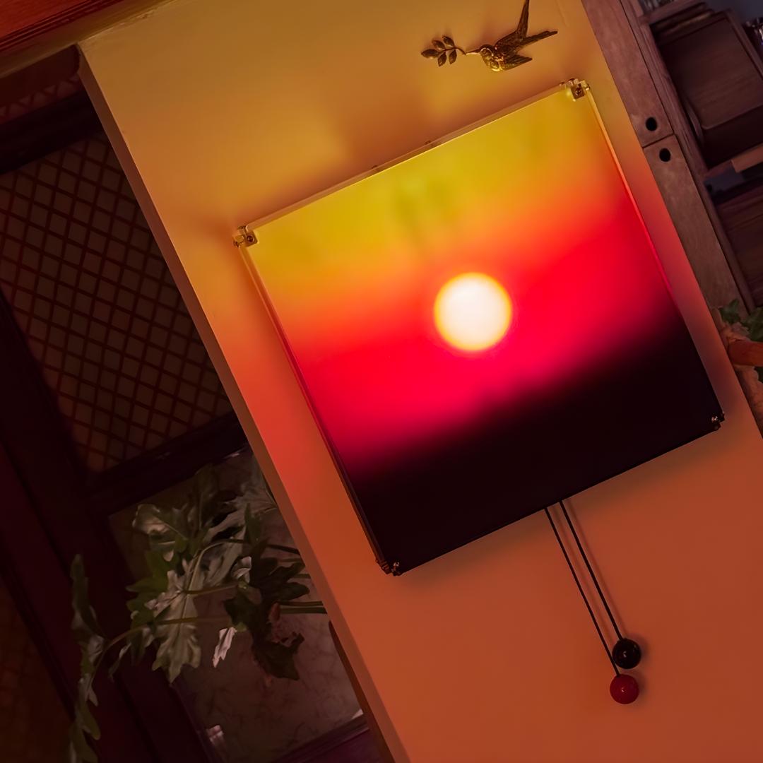 Creative Sunset Hand Pulled Night Light Adjustable Height & Brightness Sunrise to Sunset Scenery Wall Lamp Energy Efficient for Home Decor