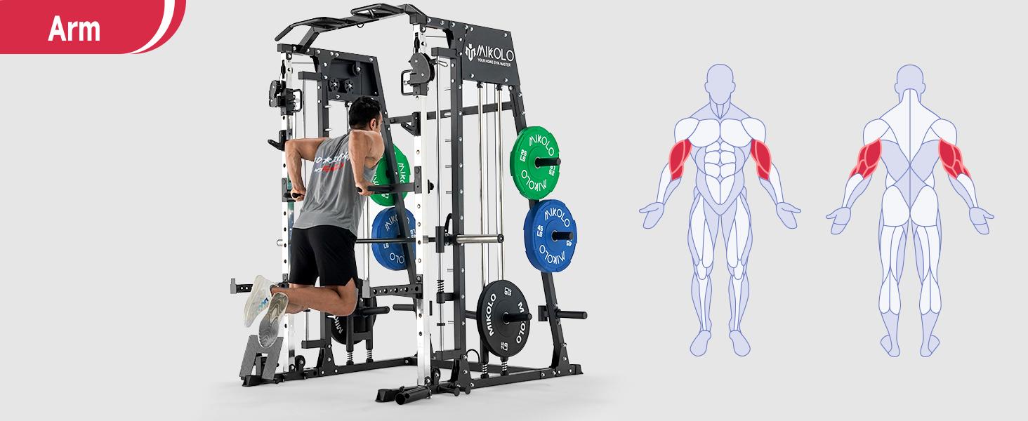 MIKOLO Smith Machine, 2200lbs Squat Rack with LAT-Pull Down System & Cable Crossover Machine, Training Equipment with Leg Hold-Down Attachment Home Gym Station Home Gym AdjustableMIKOLO SpringStatements